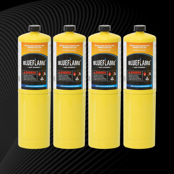 BLUEFLAME MAPP ALTERNATE Cylinder Pack of 4 - 99.9% High-Purity Propylene for Superior Heat